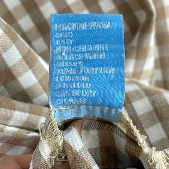 J. MCLAUGHLIN PAULSON V-NECK GINGHAM CUBAN SAND WHITE BUTTON SIDE SHEATH DRESS - Picture 15 of 15